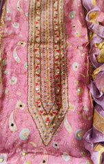 Elegant Organza Digital Print Suit With Mirror Highlighting & Chiffon Dupatta