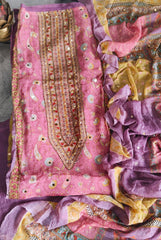 Elegant Organza Digital Print Suit With Mirror Highlighting & Chiffon Dupatta