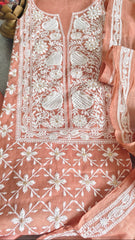 Soft Mul Chanderi Un-Stitched Embroidered Suit with Zari Detailing