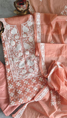 Soft Mul Chanderi Un-Stitched Embroidered Suit with Zari Detailing