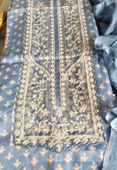 Elegant Glazed Cotton Un-Stitched Suit with Digital Print & Organza Embroidery Patch Work