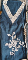 Elegant Soft Mul Chanderi Suit with Exquisite Parsi Embroidery & Crochet Lacing