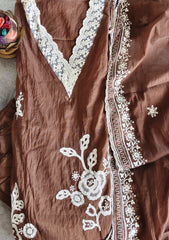 Elegant Soft Mul Chanderi Suit with Exquisite Parsi Embroidery & Crochet Lacing