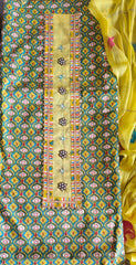 Elegant Pure Cotton Printed Suit with Neck Work & Chiffon Brush-Paint Dupatta