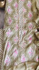 Pure Cotton Printed Suit with Gotta Hand-Work & Dual Tone Chiffon Dupatta