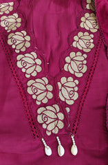 Elegant muslin Embroidered Suit with Crochet Lacing Detailing