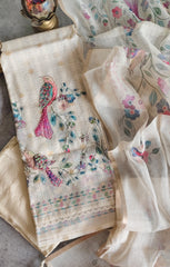 Graceful Kota Digital Print Suit with Highlighting Knot Work