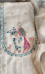 Graceful Kota Digital Print Suit with Highlighting Knot Work