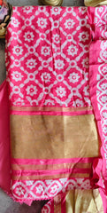 Elegant Muslin Batik Print Suit with Banarasi Accents