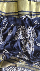 Elegant Muslin Batik Print Suit with Banarasi Accents
