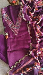 Graceful Jaam Cotton Embroidered Suit with Zari Highlights & Muslin Digital Print Dupatta