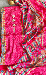 Elegant Muslin Printed Suit with Sparkling Sequence Highlights