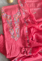 Timeless Lucknowi Chikankari Mul Chanderi Suit Set