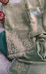 Shimmer Tissue Unstitched Suit Set with All-Over Swarovski Work.