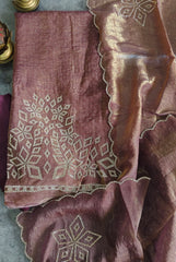Shimmer Tissue Unstitched Suit Set with All-Over Swarovski Work.