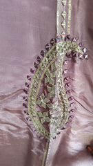 Opulent Elegance Shimmer Tissue Unstitched Suit with Gotta Detailing