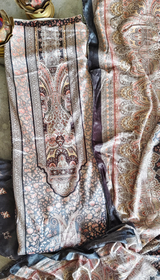 Winter Wear - Velvet Digital Printed Unstitched Suit