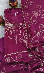 Graceful Party Wear Upara Silk Ensemble with Scalloped Dupatta