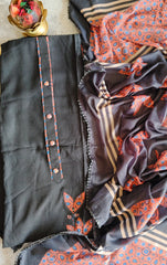 Cotton Rayon Appliqué Work Un-Stitched Suit Set