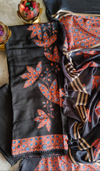 Cotton Rayon Appliqué Work Un-Stitched Suit Set