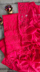 Graceful Modal Unstitched Suit With Embroidery & Laser Cut Detailing