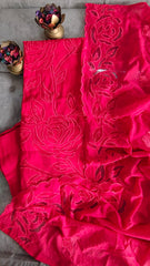 Graceful Modal Unstitched Suit With Embroidery & Laser Cut Detailing