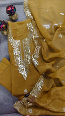 Elegant Burberry Fabric Unstitched Suit With All Over Pita Work