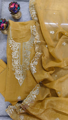 Elegant Burberry Fabric Unstitched Suit With All Over Pita Work