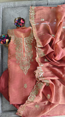 Elegant Burberry Fabric Unstitched Suit With All Over Pita Work