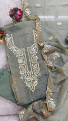 Elegant Burberry Fabric Unstitched Suit With All Over Pita Work