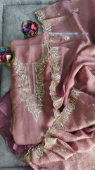 Elegant Burberry Fabric Unstitched Suit With All Over Pita Work