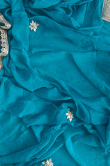 Glass Organza Unstitched Suit with All-Over Gotta Detailing And Chiffon Dupatta