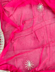 Glass Organza Unstitched Suit with All-Over Gotta Detailing And Chiffon Dupatta