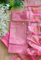 Shimmer Tissue Zari Embroidered Unstitched Suit Set