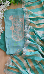 Shimmer Tissue Zari Embroidered Unstitched Suit Set