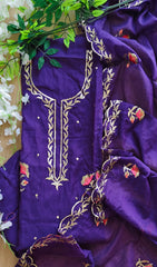 Mul Chanderi Pita & Thread Embroidered Unstitched Suit Set