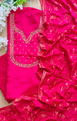 Crepe  Partywear Suit with cut dana  and Pearl Detailing