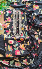 Cotton Digital Print Unstitched Suit with Neck Work