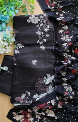 Soft Cotton Digital Print Suit Set with Sequins & Knot Highlights