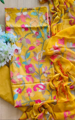 Pure Cotton Embroidered Digital Print Unstitched Suit Set