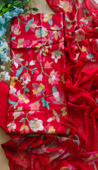 Pure Cotton Embroidered Digital Print Unstitched Suit Set