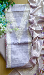 Soft Cotton Digital Print Suit with Daman Lacing & Pearl Highlights