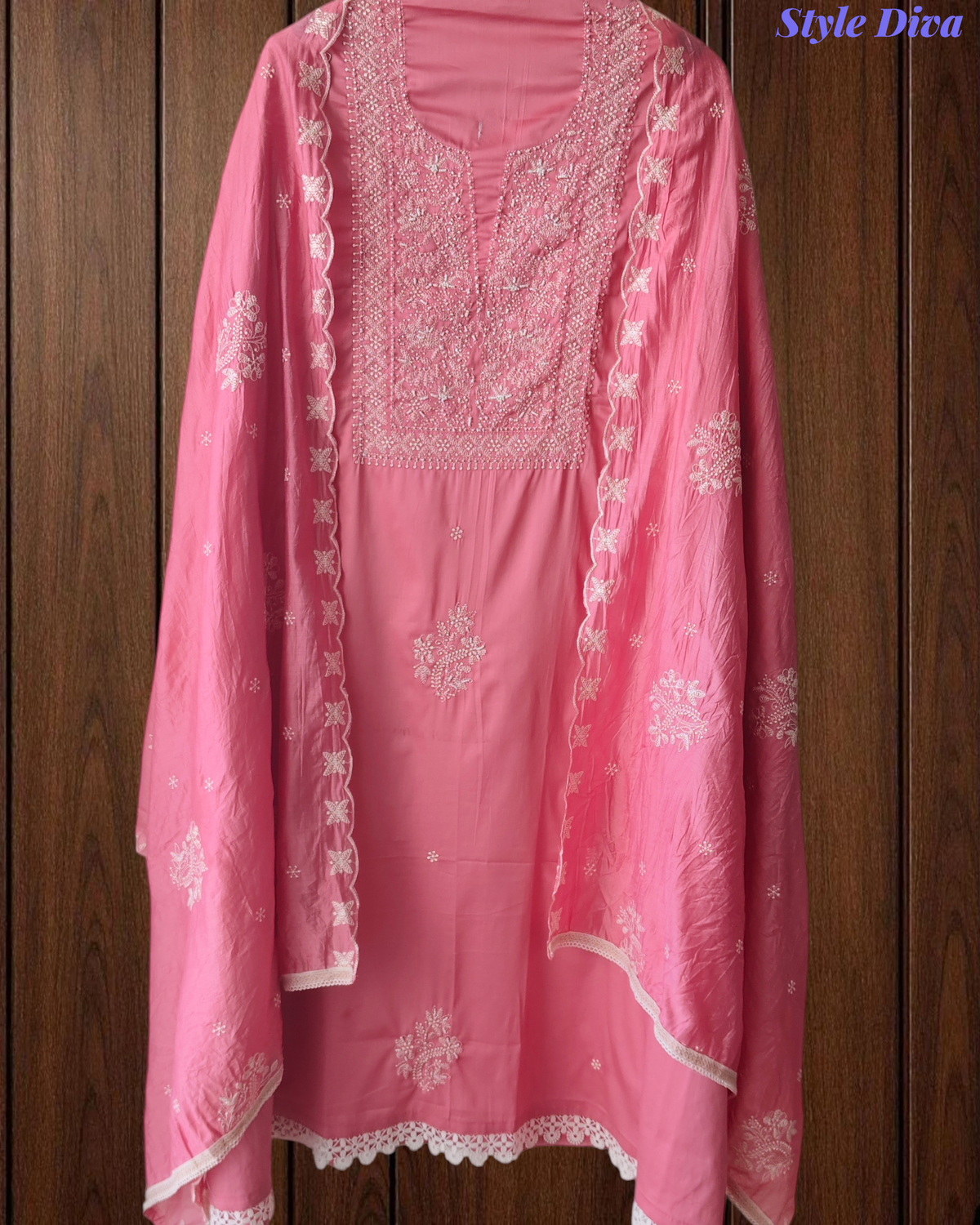 Classic Cotton Chikankari Embroidery Un-Stitched Suit with Dupatta