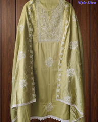 Classic Cotton Chikankari Embroidery Un-Stitched Suit with Dupatta