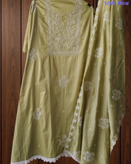 Classic Cotton Chikankari Embroidery Un-Stitched Suit with Dupatta