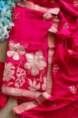 Royal Muslin Suit Set Adorned with Exquisite Banarasi Weaving