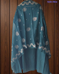 Exclusive Mul Chanderi Un-Stitched Suit Featuring Elegant Mukesh Embellishment