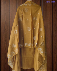 Exclusive Mul Chanderi Un-Stitched Suit Featuring Elegant Mukesh Embellishment