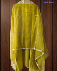 Luxury Shimmer Tissue Kurta Set with Pearl–Mirror Embellishment