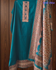 Winter Wear- Elegant Pashmina Winter Suit Set with Printed Neck & Daman Accents